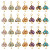 28Pcs 7 Styles Tibetan Style Alloy Gemstone Chip European Dangle Charms PALLOY-FH00009-1
