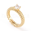 Adjustable Brass Micro Pave Clear Cubic Zirconia Finger Rings RJEW-L098-003A-G-2