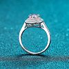 Rhodium Plated 925 Sterling Silver Micro Pave 6.5mm Cubic Zirconia Finger Rings for Women WGCD3AD-06-3