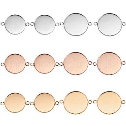 12Pcs 6 Style 304 Stainless Steel Cabochon Connector Settings STAS-SZ0001-42-1