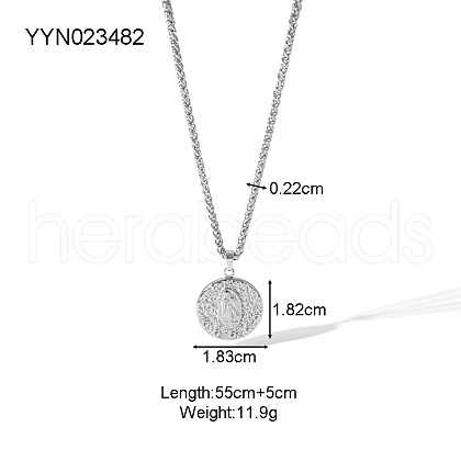 Vintage Stainless Steel Portrait Pendant Wheat Chain Necklaces HP6394-1-1