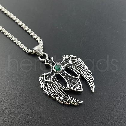 Vintage Gothic Stainless Steel Cubic Zirconia Pendant Necklaces ZQ9567-1