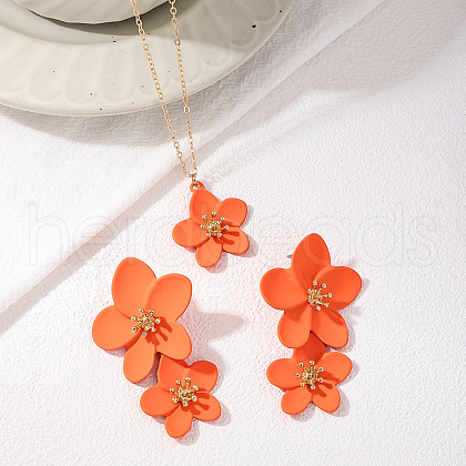 Flower Alloy Stud Earring & Pendant Necklaces Sets for Women WGBA4E6-02-1