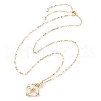 Crystal Stone Cage Pendant Necklaces NJEW-JN04766-01-1