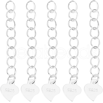 Beebeecraft 10Pcs 925 Sterling Silver Curb Chains Extender STER-BBC0006-12-1
