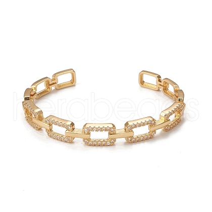 Rack Plating Brass Micro Pave Cubic Zirconia Cuff Bangles BJEW-E071-27G-1