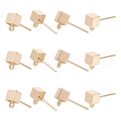 GOMAKERER 12Pcs Brass Stud Earring Findings KK-GO0001-81-1