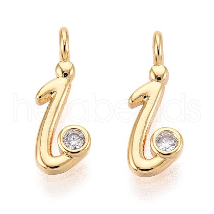 Brass Micro Pave Cubic Zirconia Charms KK-N263-97G-I-1