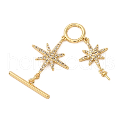 Brass Micro Pave Clear Cubic Zirconia Toggle Clasps KK-A223-36G-1