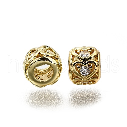 Brass Micro Pave Cubic Zirconia Beads KK-Z100-01G-1