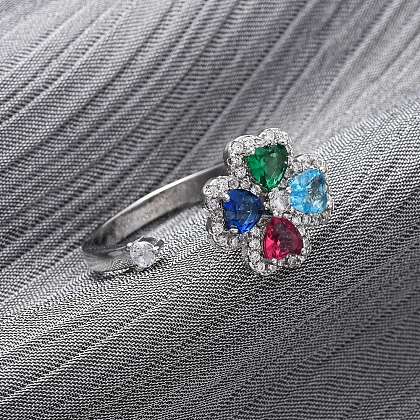 Brass Micro Pave Cubic Zirconia Rotating Cuff Rings for Women RJEW-M099-01P-1