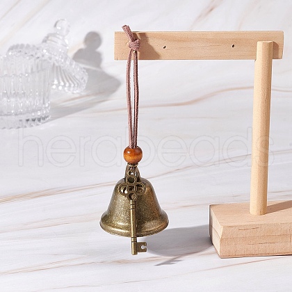 Iron Bell & Tibetan Style Alloy Key Pendant Decorations HJEW-JM03367-1
