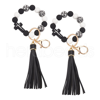ANATTASOUL 2Pcs Silicone with PU Leather Pendant Decorations HJEW-AN0001-01-1