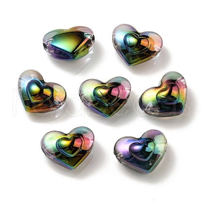 UV Plating Rainbow Iridescent Transparent Acrylic Beads OACR-C007-04F-1