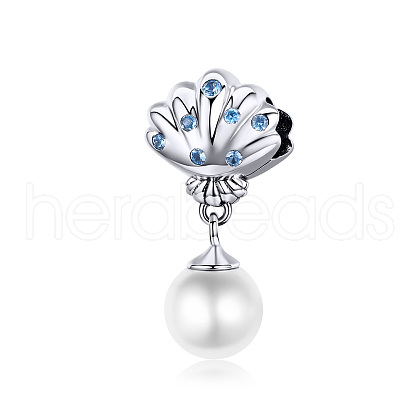 Anti-Tarnish Rhodium Plated 925 Sterling Silver European Dangle Charms HJEW-FF0012-16-1
