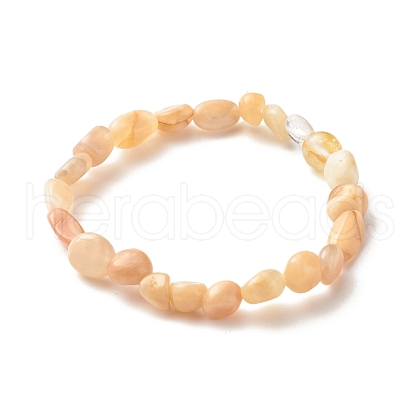 Natural Sunstone Beads Stretch Bracelet for Kids BJEW-JB07031-09-1