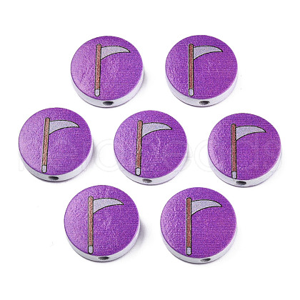 Halloween Printed Natural Wood Beads WOOD-T021-65-1