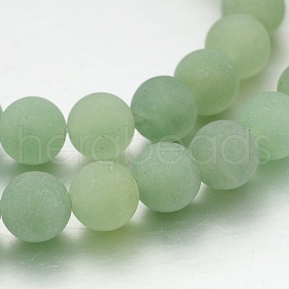 Frosted Round Natural Green Aventurine Bead Strands G-J276-56-8mm-1
