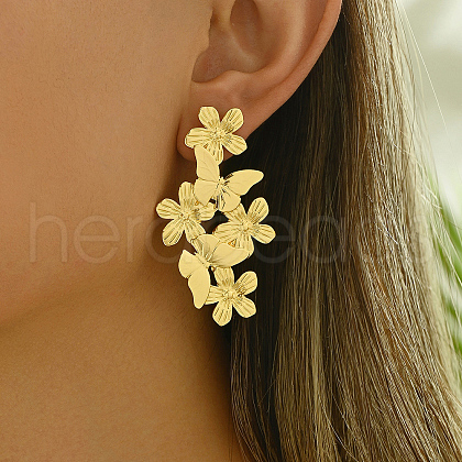 Elegant Brass Flower Stud Earrings OI2799-1