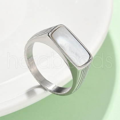 316L Stainless Steel Shell Finger Rings for Women RJEW-U054-01C-P-1