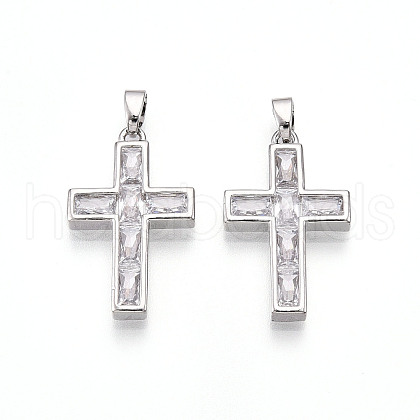 Brass Micro Pave Cubic Zirconia Pendants KK-N257-32P-1