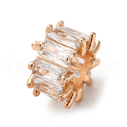 Brass Micro Pave Clear Cubic Zirconia Beads KK-D378-24G-01-1