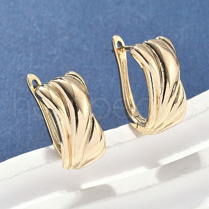Rectangle Brass Hoop Earrings EJEW-D320-21G-1