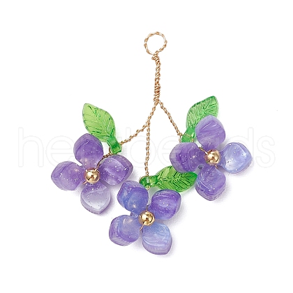 Plastic with Acrylic & Copper Wire Pendants PALLOY-JF03601-01-1