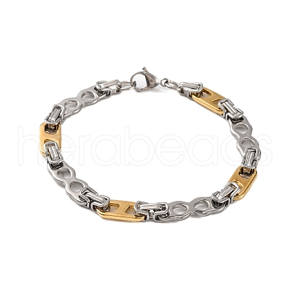 201 Stainless Steel Oval & 8 Byzantine Chains Bracelets BJEW-B078-129GP-1