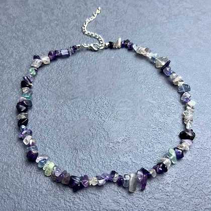 Natural Fluorite Chip Beaded Necklaces for Women IW6789-13-1