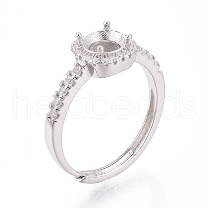 Rhodium Plated 925 Sterling Silver Micro Pave Cubic Zirconia Solitaire Ring Settings STER-T008-13P-1