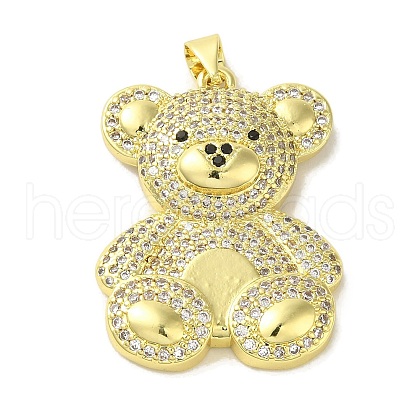 Brass Micro Pave Cubic Zirconia Pendants KK-Z042-30G-03-1