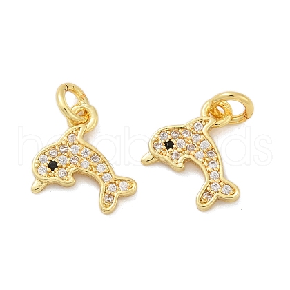 Brass Micro Pave Cubic Zirconia Pendants KK-U073-05G-1