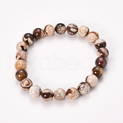 Natural Zebra Jasper Beaded Stretch Bracelets BJEW-Q692-17-8mm-1