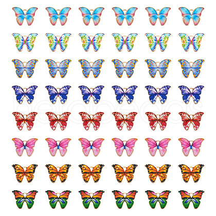  48Pcs 8 Colors Light Gold Tone Alloy Enamel Pendants ENAM-TA0001-89-1