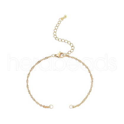 304 Stainless Steel Singapore Chain Bracelet Making AJEW-JB01345-02-1