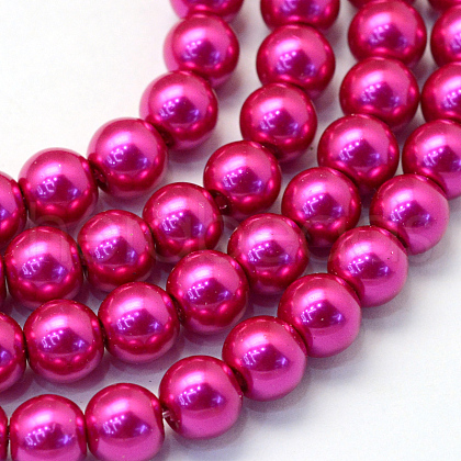 Baking Painted Pearlized Glass Pearl Round Bead Strands HY-Q003-6mm-17-1