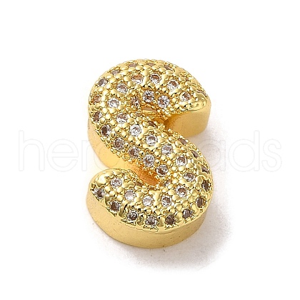 Brass Micro Pave Clear Cubic Zirconia Charms ZIRC-C009-01G-S-1