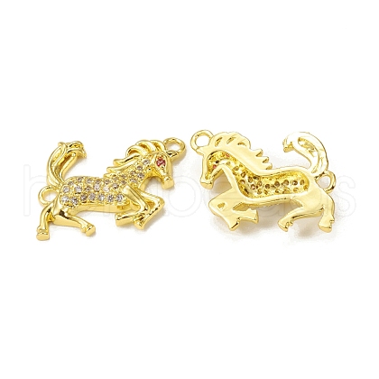 Brass Micro Pave Clear Cubic Zirconia Connector Charms KK-E068-VB020-1