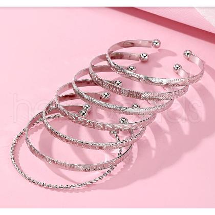 7Pcs Alloy Cuff Bangle Set for Women WG45AE5-08-1