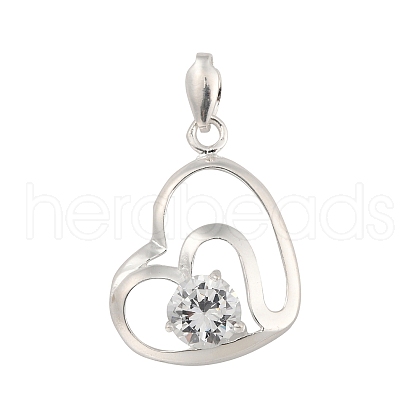 Fine Silver Pave Clear Cubic Zirconia Pendants STER-P069-03B-S-1