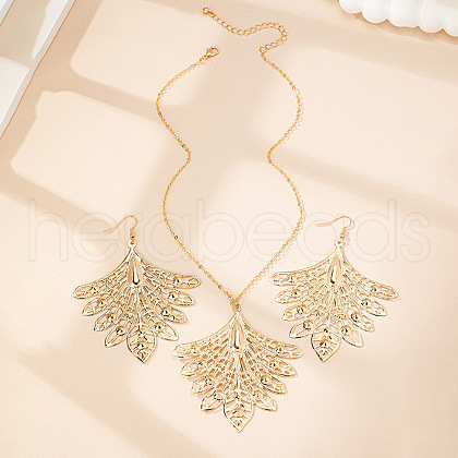 Phoenix Tail Alloy Pendant Necklaces & Dangle Earrings Sets FS-WGDD50B-01-1