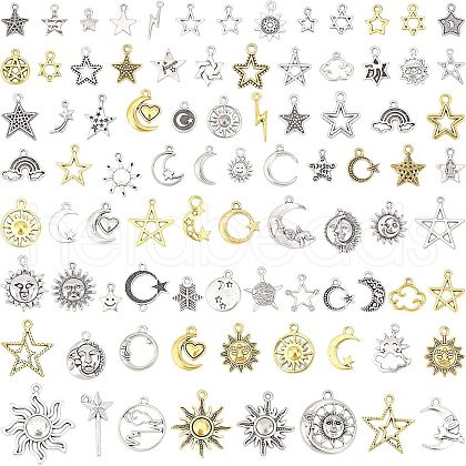 SUPERFINDINGS 2 Bags 2 Colors Tibetan Style Pendants FIND-FH0003-66-1