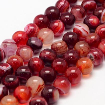 Natural Striped Agate/Banded Agate Bead Strands G-K155-B-10mm-01-1