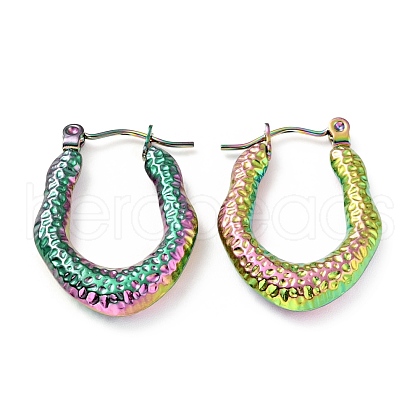 Ion Plating(IP) Rainbow Color 304 Stainless Steel Teardrop Chunky Hoop Earrings for Women EJEW-G293-14M-1