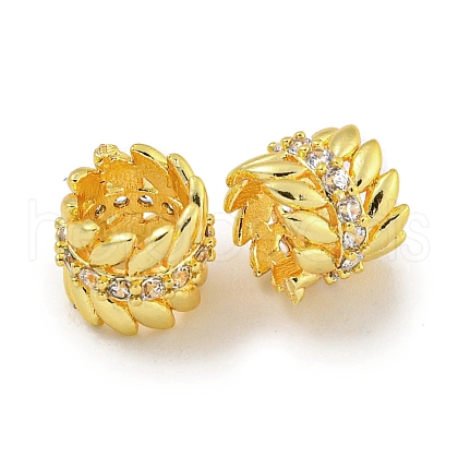 Rack Plating Brass Micro Pave Clear Cubic Zirconia European Beads KK-L215-324G-1