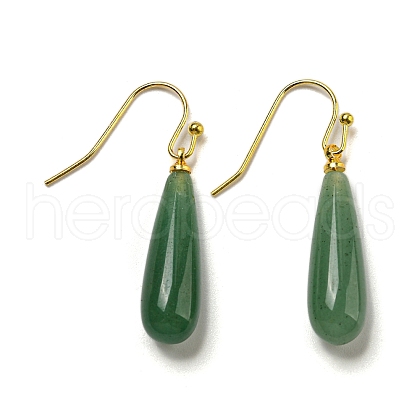 Ion Plating(IP) Natural Green Aventurine Dangle Earring EJEW-C084-01G-02-1
