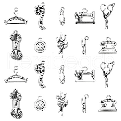 100pcs 10 Style Tibetan Style Pendants TIBEP-CJ0001-30-1