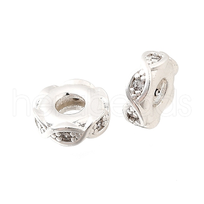Brass Micro Pave Clear Cubic Zirconia Beads KK-K300-06A-S-1
