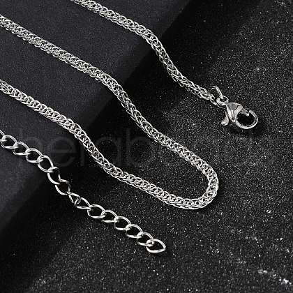 2MM 304 Stainless Steel Wheat Chain Necklaces for Men STAS-V011-03C-P-1